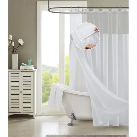 GFANCY FIXTURES 72 x 70 x 1 in. White Sheer & Grid Shower Curtain & Liner Set GF2627944